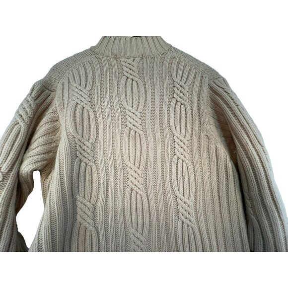 Valerie Stevens 100% Lambswool Fisherman Cable Knit Tunic Sweater L Pale Pink - Picture 10 of 11